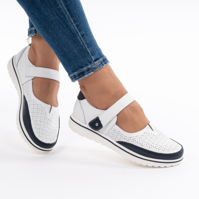 Pantofi Din Piele Naturala Alb 1260-9