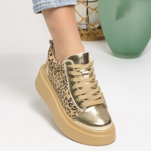 Pantofi Piele Naturala Gold 88456