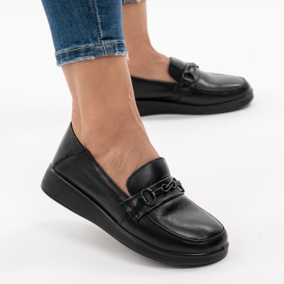 Pantofi Piele Naturala Negri 1163