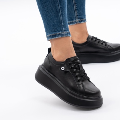 Pantofi Piele Naturala Negri 881