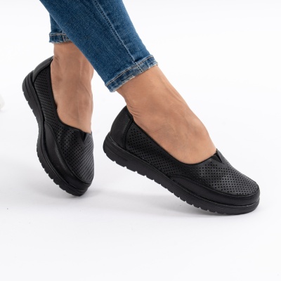 Pantofi Piele Naturala Negri Super Usor F2314