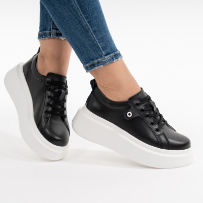 Pantofi Piele Naturala Negru&Alb  881
