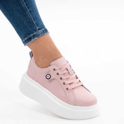 Pantofi Piele Naturala Roz 881