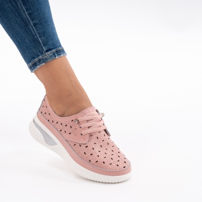 Pantofi Piele Naturala Roz A096