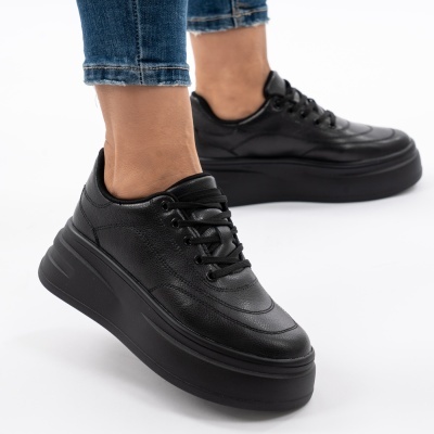 Pantofi Piele Naturala Talpa Comoda Negri AN2528