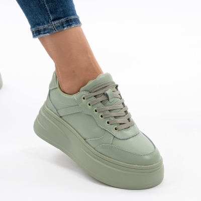 Pantofi Piele Naturala Talpa Comoda Verde AN2529