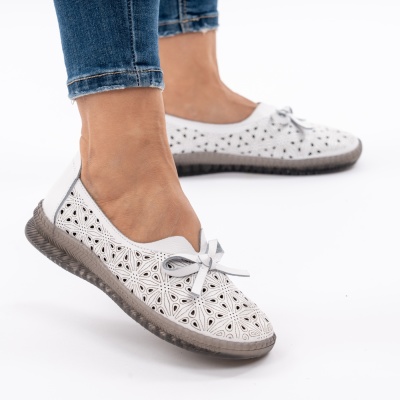Pantofi Piele Naturala Talpa Flexibila AN666 Alb