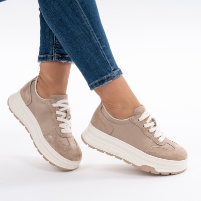 Pantofi Piele Naturala Talpa RELAX A03-1 Bej