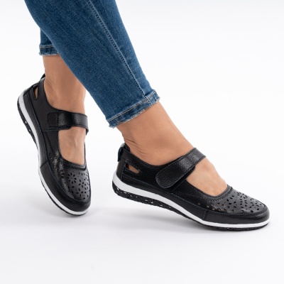 Pantofi Piele Tip Sandale Naturala Cu Bareta Negru MM265