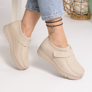Pantofi Talpa Comoda  Piele Naturala MM218 Bej