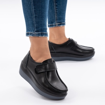 Pantofi Talpa Ortopedica Piele Naturala 1157 Negri