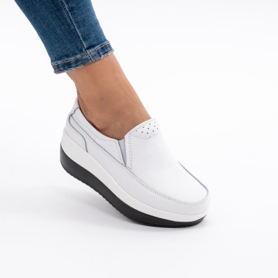 Pantofi Talpa Ortopedica Piele Naturala Alb 1158