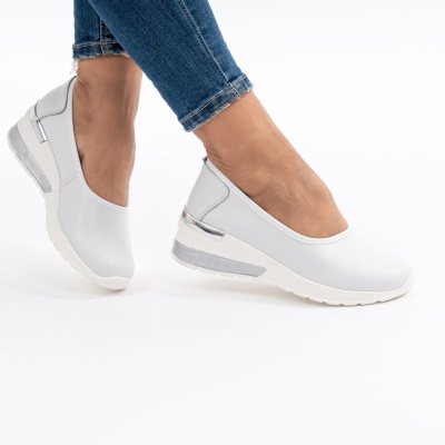 Pantofi Talpa Ortopedica Piele Naturala Alb AW175