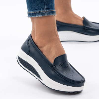 Pantofi Talpa Ortopedica Piele Naturala Albastru A339