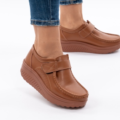 Pantofi Talpa Ortopedica Piele Naturala AN333 Camel