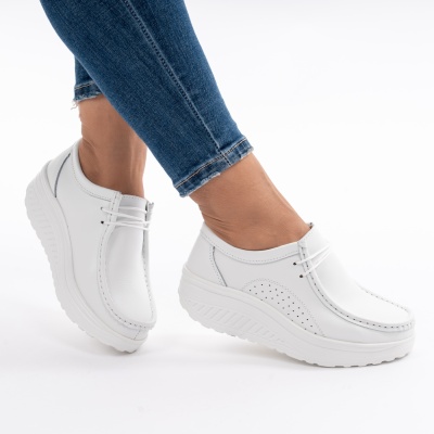 Pantofi Talpa Ortopedica Piele Naturala AN388  Alb