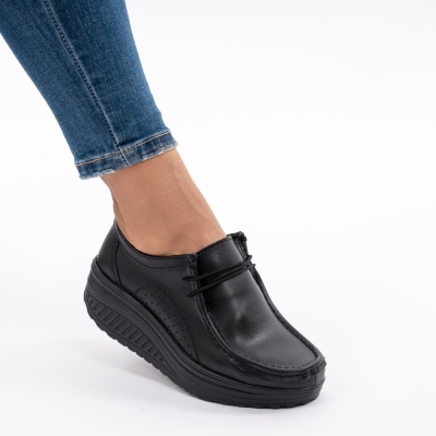 Pantofi Talpa Ortopedica Piele Naturala AN388 Negri