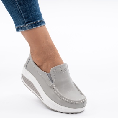 Pantofi Talpa Ortopedica Piele Naturala AN522-2 Gri