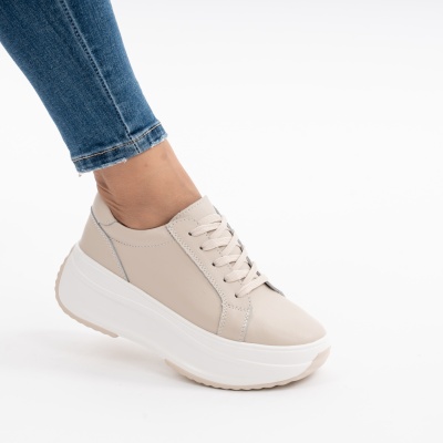 Pantofi Talpa Ortopedica Piele Naturala Bej 6855
