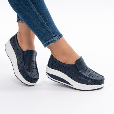 Pantofi Talpa Ortopedica Piele Naturala Bleumarin A522