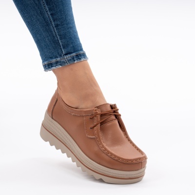 Pantofi Talpa Ortopedica Piele Naturala Camel 1-1151