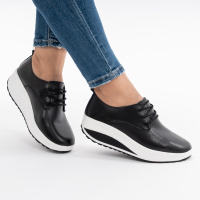 Pantofi Talpa Ortopedica Piele Naturala Negri G698