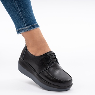 Pantofi Talpa Ortopedica Piele Naturala Negru 1168