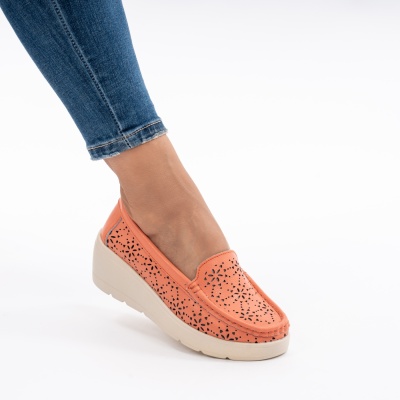 Pantofi Talpa Ortopedica Piele Naturala Orange AN3125