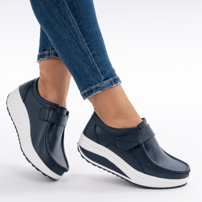 Pantofi Talpa Ortopedica Piele Naturala PL58 Albastru