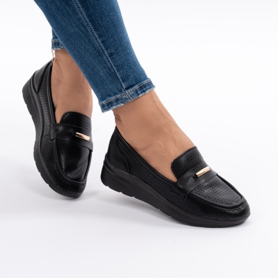 Pantofi Talpa Ortopedica Piele Naturala Q783 Negri