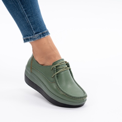 Pantofi Talpa Ortopedica Piele Naturala Verde 1136