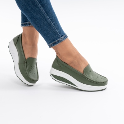 Pantofi Talpa Ortopedica Piele Naturala Verde A339