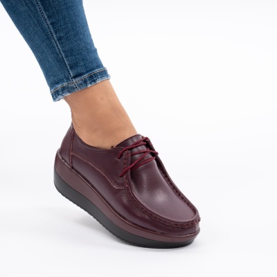 Pantofi Talpa Ortopedica Piele Naturala Visiniu 1136