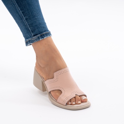 Pantofi Tip Papuci Piele Naturala Talpa Comoda AN2710-1 Roz