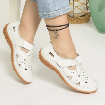 Pantofi Tip Sandale Piele Naturala Alb AN2857