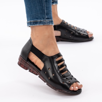 Pantofi Tip Sandale Piele Naturala Talpa Comoda 882 Negru