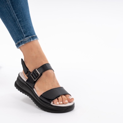 Pantofi Tip Sandale Piele Naturala Talpa Comoda AN122 Negru
