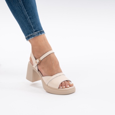 Pantofi Tip Sandale Piele Naturala Talpa Comoda AN2510-7 Bej