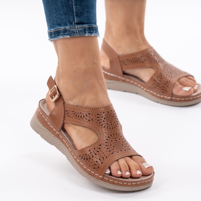 Pantofi Tip Sandale Piele Naturala Talpa Comoda AN2655 Camel
