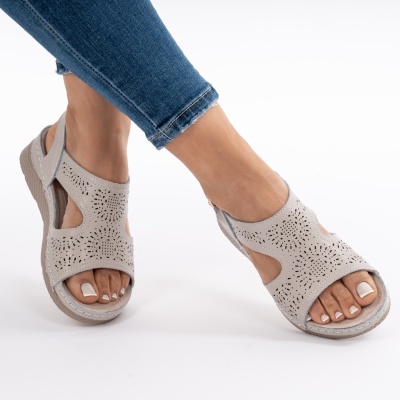 Pantofi Tip Sandale Piele Naturala Talpa Comoda AN2655 Gri