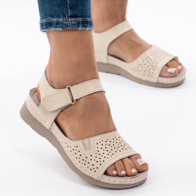 Pantofi Tip Sandale Piele Naturala Talpa Comoda AN2671-1 Bej