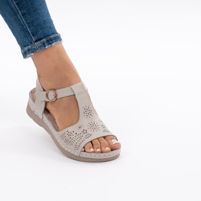 Pantofi Tip Sandale Piele Naturala Talpa Comoda AN2672-1 Gri