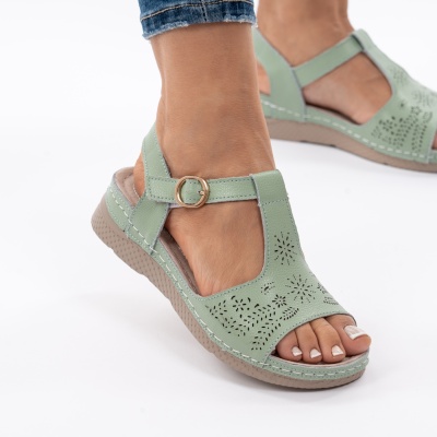 Pantofi Tip Sandale Piele Naturala Talpa Comoda AN2672-1 Verde