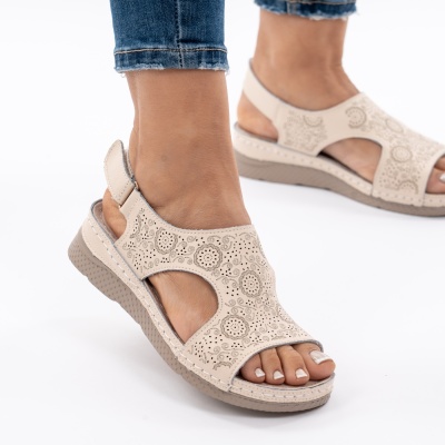 Pantofi Tip Sandale Piele Naturala Talpa Comoda AN2678-1 Bej