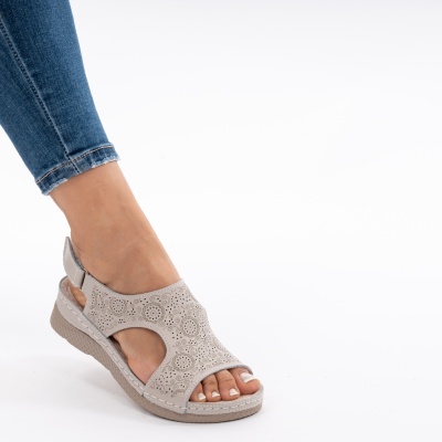 Pantofi Tip Sandale Piele Naturala Talpa Comoda AN2678-1 Gri