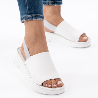 Pantofi Tip Sandale Piele Naturala Talpa Comoda F001-967 Alb