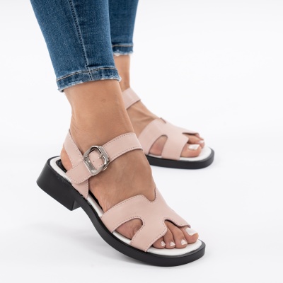 Pantofi Tip Sandale Piele Naturala Talpa Comoda JY6531 Roz