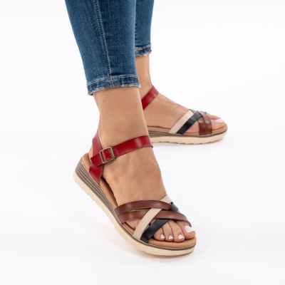 Pantofi Tip Sandale Piele Naturala Talpa Comoda OD927 Rosu
