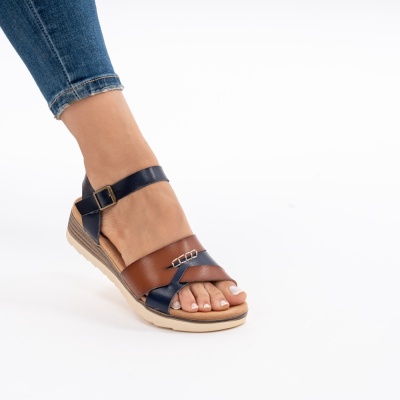 Pantofi Tip Sandale Piele Naturala Talpa Comoda OD928 Blue
