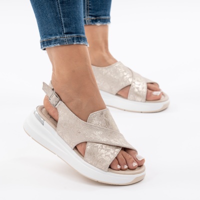 Pantofi Tip Sandale Piele Naturala Talpa Comoda T-8006-2 Bej